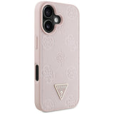 Husa pentru iPhone 16, Guess Peony Grained Hot Stamp Triangle MagSafe (GUHMP16SPGBTMP), roz