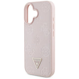 Husa pentru iPhone 16, Guess Peony Grained Hot Stamp Triangle MagSafe (GUHMP16SPGBTMP), roz