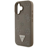 Husa pentru iPhone 16, Guess Peony Grained Hot Stamp Triangle MagSafe (GUHMP16SPGBTMW), maro