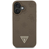 Husa pentru iPhone 16, Guess Peony Grained Hot Stamp Triangle MagSafe (GUHMP16SPGBTMW), maro