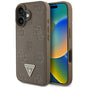 Husa pentru iPhone 16, Guess Peony Grained Hot Stamp Triangle MagSafe (GUHMP16SPGBTMW), maro