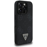 Husa pentru iPhone 16 Pro, Guess Peony Grained Hot Stamp Triangle MagSafe (GUHMP16LPGBTMK), negru