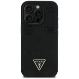 Husa pentru iPhone 16 Pro, Guess Peony Grained Hot Stamp Triangle MagSafe (GUHMP16LPGBTMK), negru