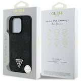 Husa pentru iPhone 16 Pro, Guess Peony Grained Hot Stamp Triangle MagSafe (GUHMP16LPGBTMK), negru