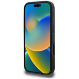 Husa pentru iPhone 16 Pro, Guess Peony Grained Hot Stamp Triangle MagSafe (GUHMP16LPGBTMK), negru