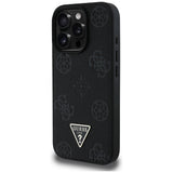 Husa pentru iPhone 16 Pro, Guess Peony Grained Hot Stamp Triangle MagSafe (GUHMP16LPGBTMK), negru