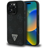 Husa pentru iPhone 16 Pro, Guess Peony Grained Hot Stamp Triangle MagSafe (GUHMP16LPGBTMK), negru