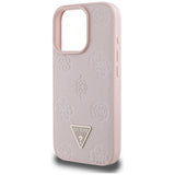 Husa pentru iPhone 16 Pro, Guess Peony Grained Hot Stamp Triangle MagSafe (GUHMP16LPGBTMP), roz
