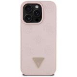 Husa pentru iPhone 16 Pro, Guess Peony Grained Hot Stamp Triangle MagSafe (GUHMP16LPGBTMP), roz