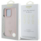 Husa pentru iPhone 16 Pro, Guess Peony Grained Hot Stamp Triangle MagSafe (GUHMP16LPGBTMP), roz