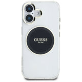 Husa pentru iPhone 16, Guess IML Metal Colored Circle MagSafe (GUHMP16SHTDRCEDK), negru