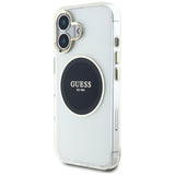 Husa pentru iPhone 16, Guess IML Metal Colored Circle MagSafe (GUHMP16SHTDRCEDK), negru
