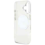 Husa pentru iPhone 16, Guess IML Metal Colored Circle MagSafe (GUHMP16SHTDRCEDH), alb