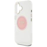 Husa pentru iPhone 16, Guess IML Metal Colored Circle MagSafe (GUHMP16SHTDRCEDP), roz