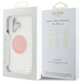 Husa pentru iPhone 16, Guess IML Metal Colored Circle MagSafe (GUHMP16SHTDRCEDP), roz