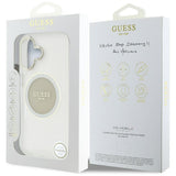 Husa pentru iPhone 16, Guess IML Metal Colored Circle MagSafe (GUHMP16SHTDRCEDG), gri