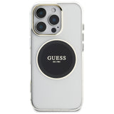 Husa pentru iPhone 16 Pro, Guess IML Metal Colored Circle MagSafe (GUHMP16LHTDRCEDK), negru