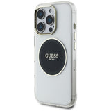 Husa pentru iPhone 16 Pro, Guess IML Metal Colored Circle MagSafe (GUHMP16LHTDRCEDK), negru