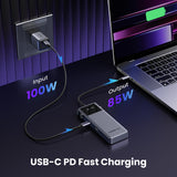 Hub USB UGREEN Docking station Uno 6in1 CM888 (35998), Afisaj LED, 2x USB, 2x Type-C, HDMI, 10Gb/s, 4K, 100W, SD/TF Slot, negru