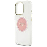 Husa pentru iPhone 16 Pro, Guess IML Metal Colored Circle MagSafe (GUHMP16LHTDRCEDP), roz