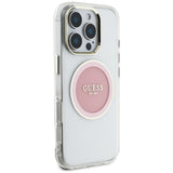 Husa pentru iPhone 16 Pro, Guess IML Metal Colored Circle MagSafe (GUHMP16LHTDRCEDP), roz
