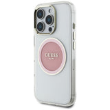 Husa pentru iPhone 16 Pro, Guess IML Metal Colored Circle MagSafe (GUHMP16LHTDRCEDP), roz