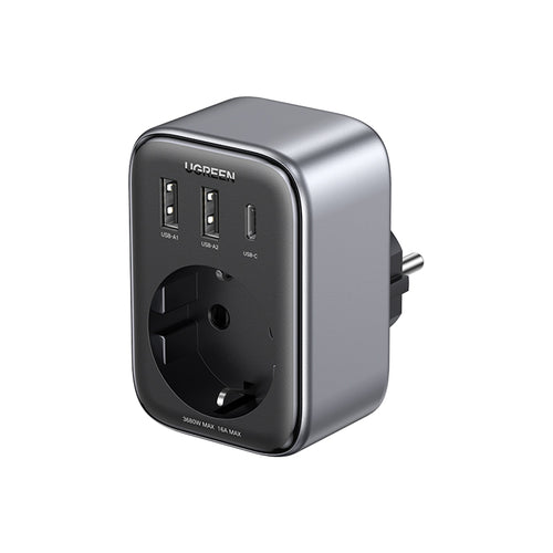 Incarcator retea UGREEN CD314 (90613), Outlet Extender, Incarcare rapida, 2x USB, Type-C, AC, 3680W, 13A, PD30W, 3A, QC4+, negru