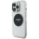 Husa pentru iPhone 16 Pro Max, Guess IML Metal Colored Circle MagSafe (GUHMP16XHTDRCEDK), negru