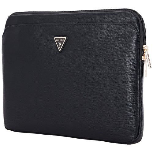 Geanta laptop Guess Husa Laptop Grained Logo triunghi (GUCS14ZPGTSPSK), pentru Laptop, Tablet 14, Zipper, Pocket, Eco-Piele, negru
