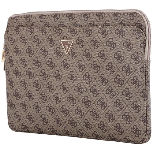 Geanta laptop Guess Husa Laptop 4G Logo triunghi (GUCS14ZP4DPTW), pentru Laptop, Tablet 14, cu Zipper, Pocket, Eco-Piele, maro