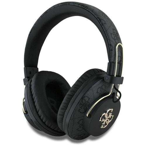 Casti wireless Guess 4G Metal Logo (GUBHS72P4FC4MK), Bluetooth 5.3, ENC, USB-C, Eco-Leather, On-ear, 300mAh, negru