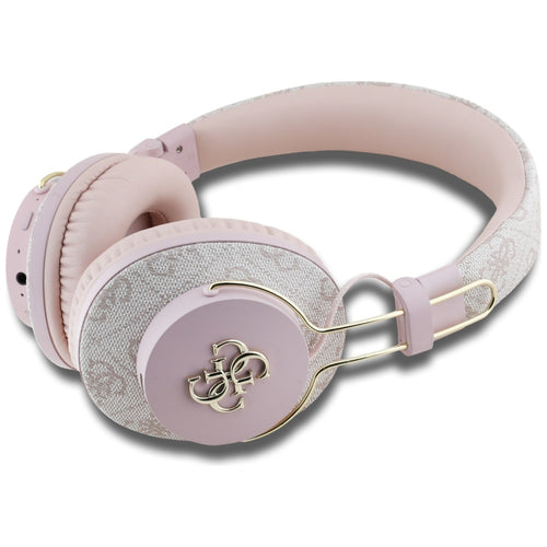Casti wireless Guess 4G Metal Logo (GUBHS72P4FC4MP), Bluetooth 5.3, ENC, USB-C, Eco-Leather, On-ear, 300mAh, roz