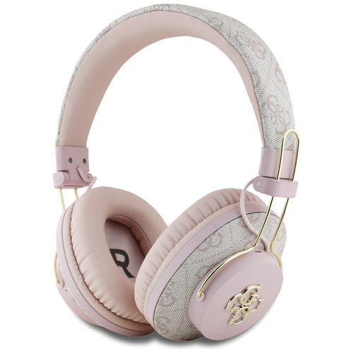 Casti wireless Guess 4G Metal Logo (GUBHS72P4FC4MP), Bluetooth 5.3, ENC, USB-C, Eco-Leather, On-ear, 300mAh, roz