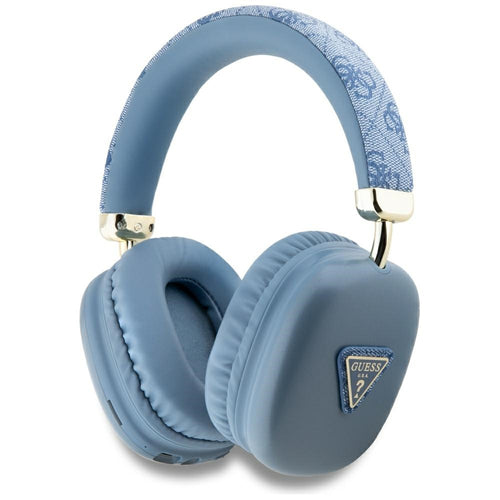Casti wireless Guess 4G Auriu Triangle Logo (GUBHK1P4TPB), Bluetooth 5.3, USB-C, AUX, On-ear, 400mAh, IPX4, bleu
