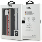 Husa pentru iPhone 15, Karl Lagerfeld Saffiano Athleisure Stripes Cord (KLHCP15SPAMSCNSR), rosu