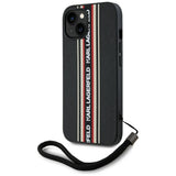 Husa pentru iPhone 15, Karl Lagerfeld Saffiano Athleisure Stripes Cord (KLHCP15SPAMSCNSR), rosu