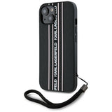 Husa pentru iPhone 15, Karl Lagerfeld Saffiano Athleisure Stripes Cord (KLHCP15SPAMSCNSP), verde