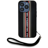 Husa pentru iPhone 15 Pro, Karl Lagerfeld Saffiano Athleisure Stripes Cord (KLHCP15LPAMSCNSR), rosu
