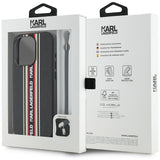 Husa pentru iPhone 15 Pro Max, Karl Lagerfeld Saffiano Athleisure Stripes Cord (KLHCP15XPAMSCNSR), rosu