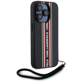 Husa pentru iPhone 15 Pro Max, Karl Lagerfeld Saffiano Athleisure Stripes Cord (KLHCP15XPAMSCNSR), rosu
