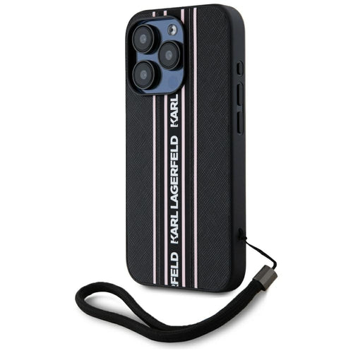 Husa pentru iPhone 15 Pro Max, Karl Lagerfeld Saffiano Athleisure Stripes Cord (KLHCP15XPAMSCNSP), verde