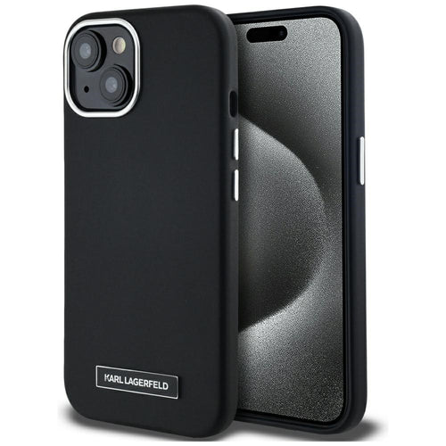 Husa pentru iPhone 15, Karl Lagerfeld Leather MagSafe (KLHMP15SPGMSRPK), negru