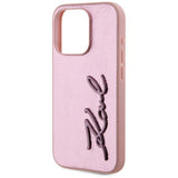 Husa pentru iPhone 15 Pro, Karl Lagerfeld Hardcase Leather (KLHCP15LPFMFBKMP), roz