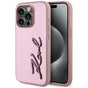 Husa pentru iPhone 15 Pro, Karl Lagerfeld Hardcase Leather (KLHCP15LPFMFBKMP), roz