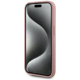 Husa pentru iPhone 15 Pro Max, Karl Lagerfeld Hardcase Leather (KLHCP15XPFMFBKMP), roz