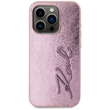 Husa pentru iPhone 15 Pro Max, Karl Lagerfeld Hardcase Leather (KLHCP15XPFMFBKMP), roz