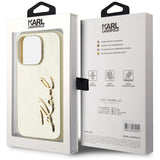 Husa pentru iPhone 15 Pro, Karl Lagerfeld Hardcase Leather (KLHCP15LPFMFBKMD), auriu