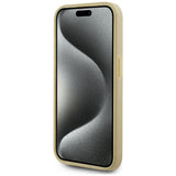 Husa pentru iPhone 15 Pro, Karl Lagerfeld Hardcase Leather (KLHCP15LPFMFBKMD), auriu