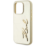 Husa pentru iPhone 15 Pro, Karl Lagerfeld Hardcase Leather (KLHCP15LPFMFBKMD), auriu
