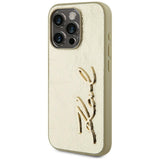 Husa pentru iPhone 15 Pro, Karl Lagerfeld Hardcase Leather (KLHCP15LPFMFBKMD), auriu